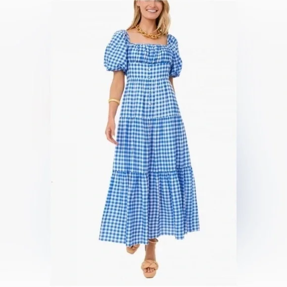 Hyacinth House Harper Maxi Dress Blue Gingham Tuckernuck - Picture 1 of 6
